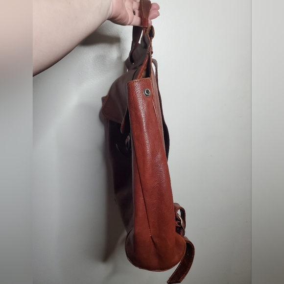 Wilson's Leather Mini Bookbag Distressed Brown Carry Handle - Picture 10 of 14